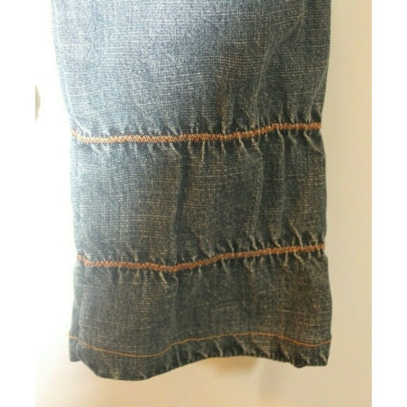 Parasuco Ergonomic jeans Denim Jacket Ruffled Jean Coat Rhinestones SZ L - Picture 7 of 9